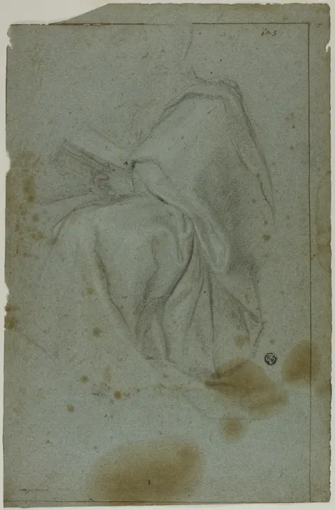 Seated Draped Male Figure with Book (recto); Two Seated Women with Sketch of Left Hand (verso)