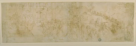 Solomon and the Queen of Sheba (recto); Sketch of the Queen of Sheba (verso)