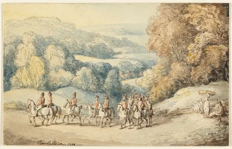 Cavalry on the March (recto); Fragment of Sketch of Horse (verso)