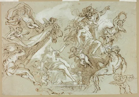 Apotheosis of Hercules (recto); Sketches of Horse's Head, Horse's Forequarters, and Altarpiece or Ciborium (verso)