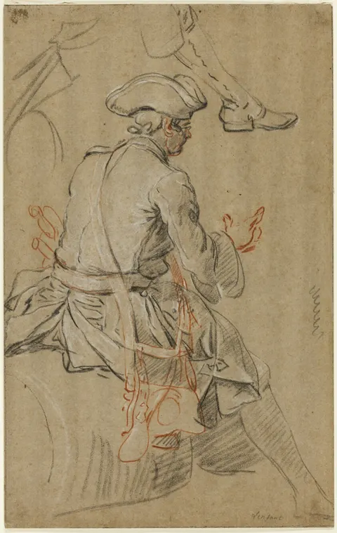 Sketch of Man on Horseback, with Separate Sketch of his Right Foot
