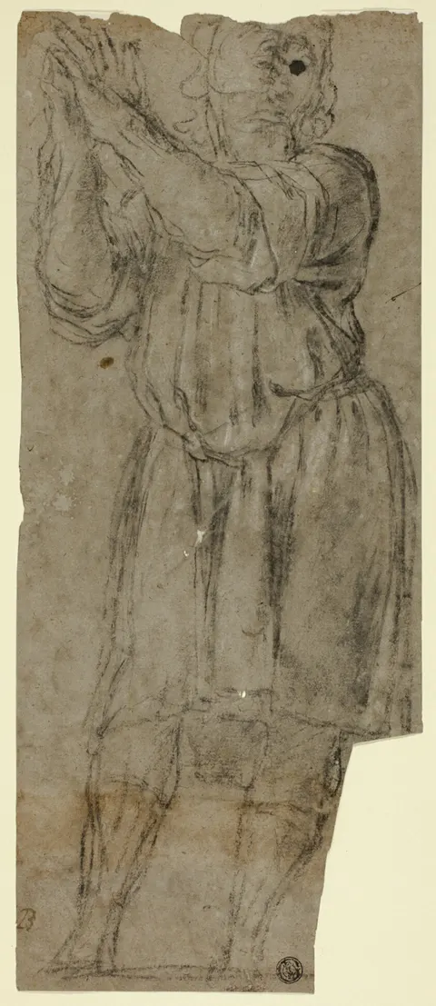 Man Standing in Prayer (recto); Drapery Study (verso)