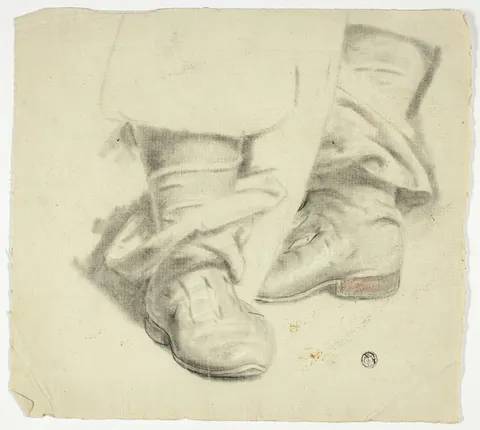 Two studies of a booted foot