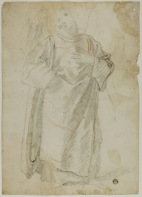 Standing Angel (recto); Study of Face and Drapery (verso)